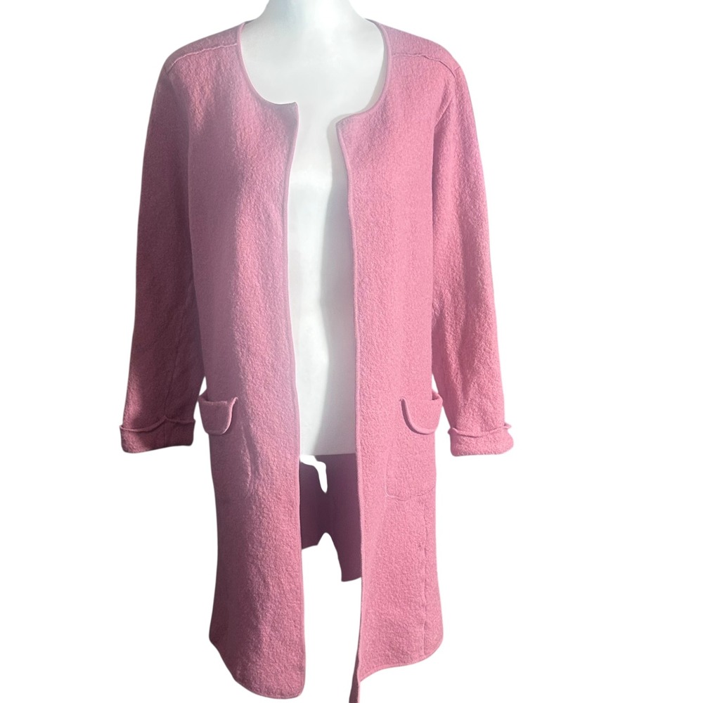 Boden Boiled Wool Jack Women Size 14‎ Mauve Pink Open Front Cardigan WU023